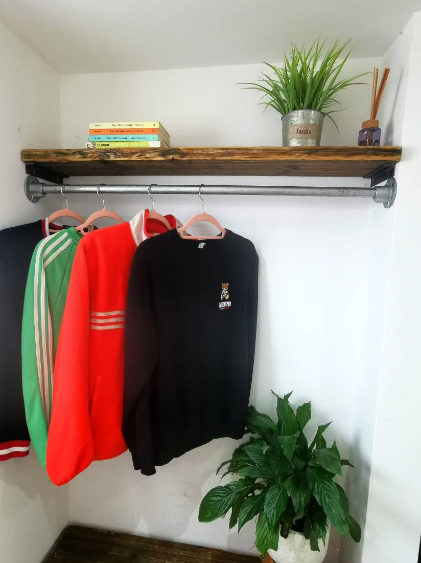 Industrial Galvanised Clothes Rail | Metal Wardrobe Rail | Handmade Steel Clothing Rack | UK Made Storage