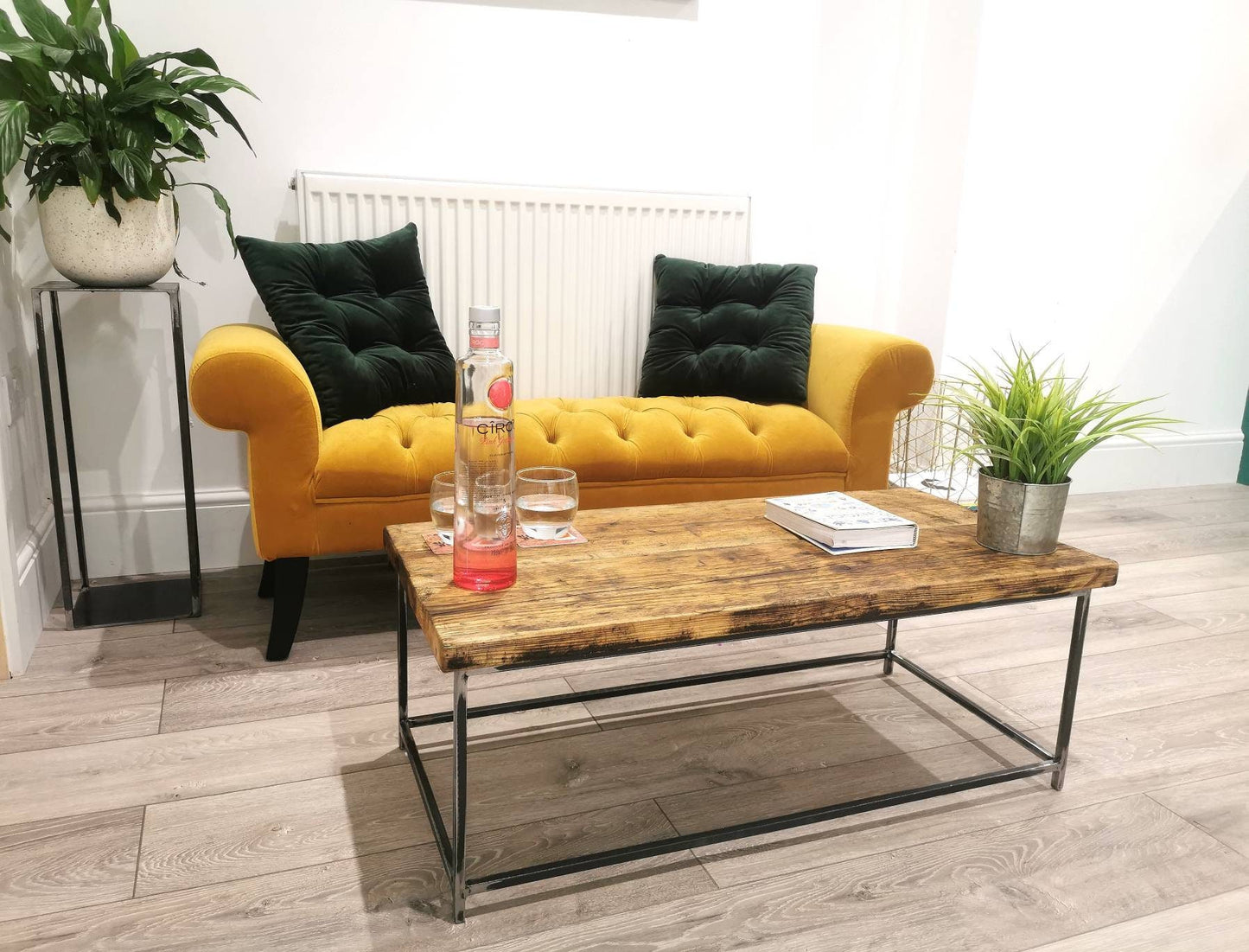 Industrial Rustic Coffee Table | Pine & Raw Steel Table | Handmade Centre Table | UK Made Furniture