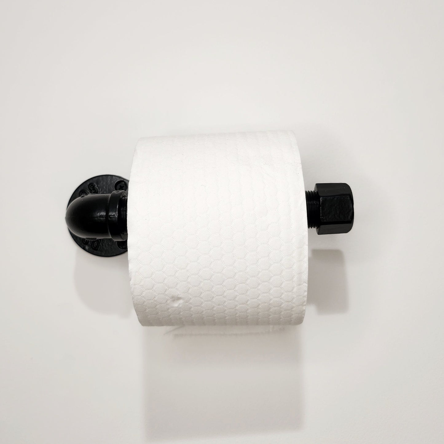 Industrial Steel Tube Toilet Roll Holder Black - Toilet Paper Holder - Pipe Fitting Loo Roll Holder