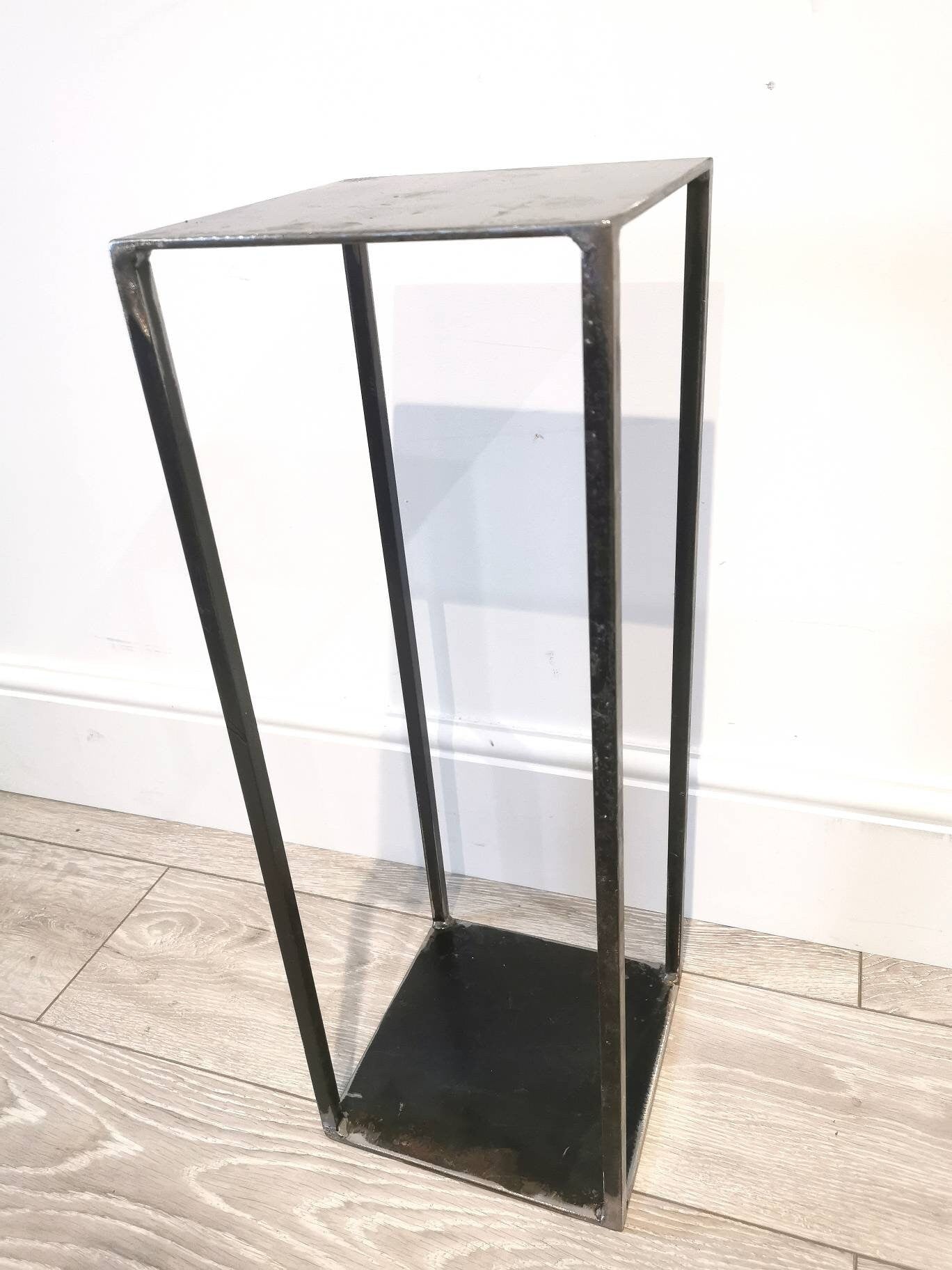 Tall Industrial Metal Plant Stand - Side Table - Pedestal Wedding Centrepiece - Flower Stand - Raw Steel Rustic Wedding Stand