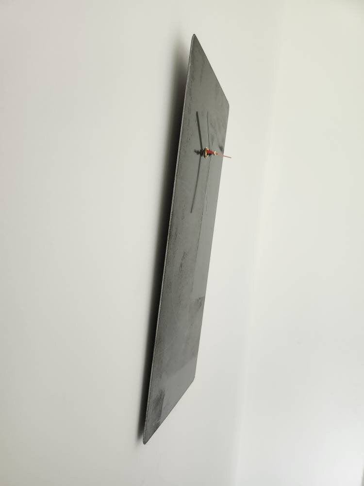 Raw Steel Wall Clock - Rectangle Clock - Metal Clock - Industrial Clock - Time Piece