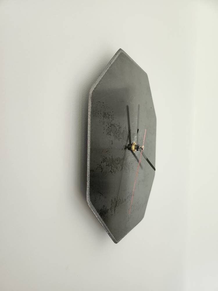 Raw Steel Wall Clock - Octo Clock - Metal Clock - Industrial Clock - Time Piece