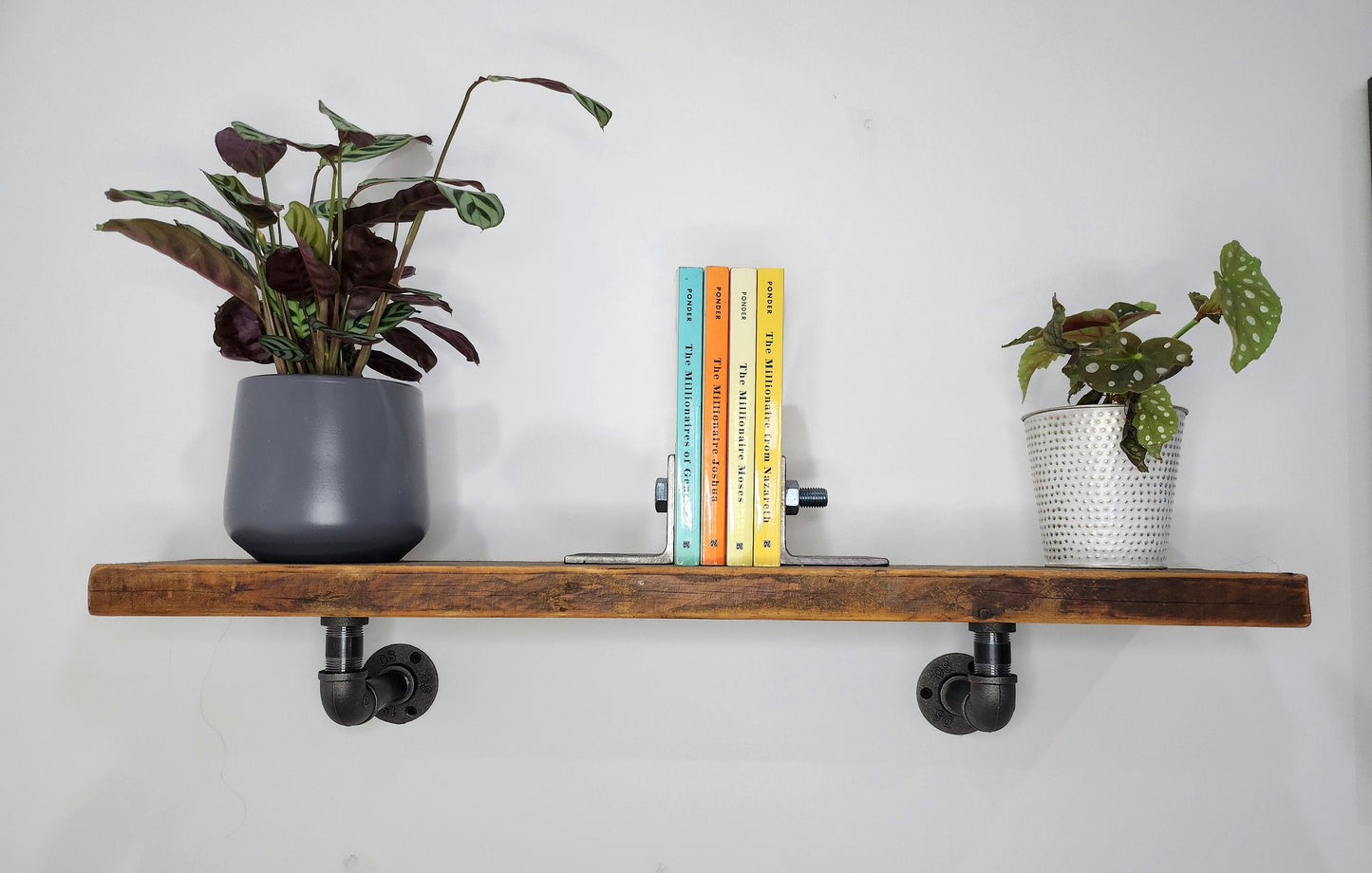 Scaffold Board Shelf And Raw Steel Industrial Pipe Brackets - Reclaimed - Heavy Duty - Variety Of Lengths And Finishes
