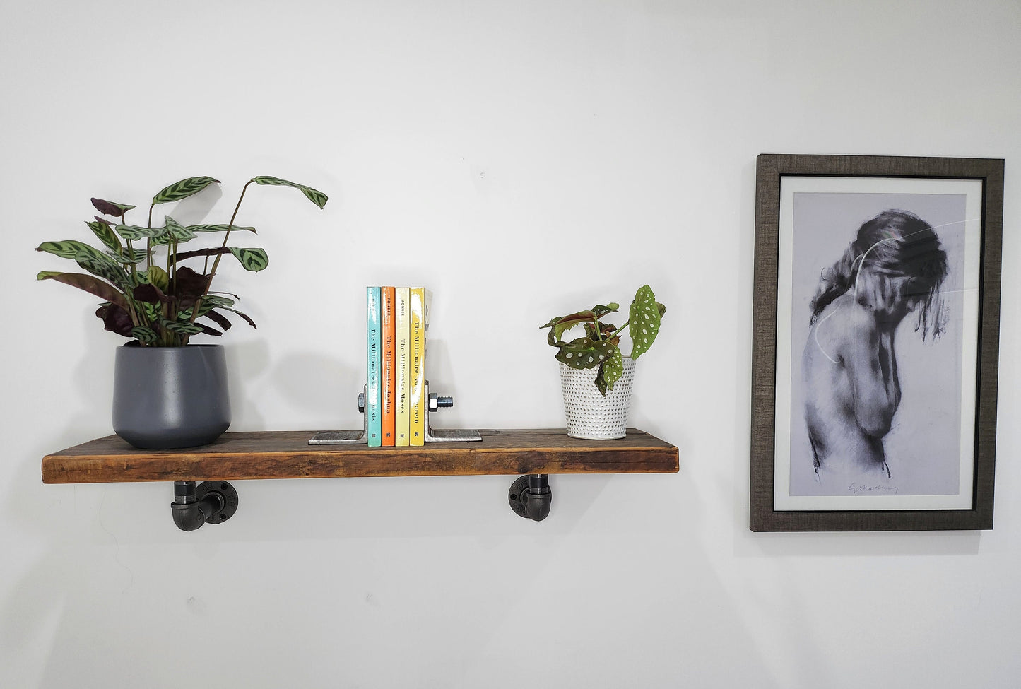 Scaffold Board Shelf And Raw Steel Industrial Pipe Brackets - Reclaimed - Heavy Duty - Variety Of Lengths And Finishes