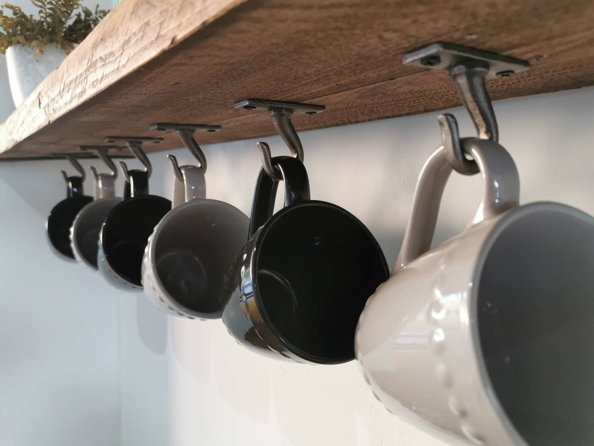 Cup Hooks & Pan Hooks | Industrial Hanging Hooks | Raw Steel Wall Hooks | Handmade UK Storage Hardware