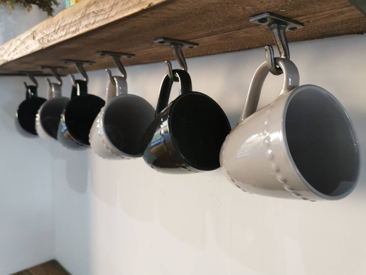 Cup Hooks & Pan Hooks | Industrial Hanging Hooks | Raw Steel Wall Hooks | Handmade UK Storage Hardware