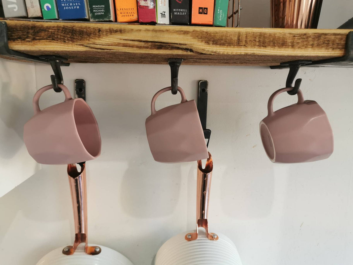 Cup Hooks & Pan Hooks | Industrial Hanging Hooks | Raw Steel Wall Hooks | Handmade UK Storage Hardware