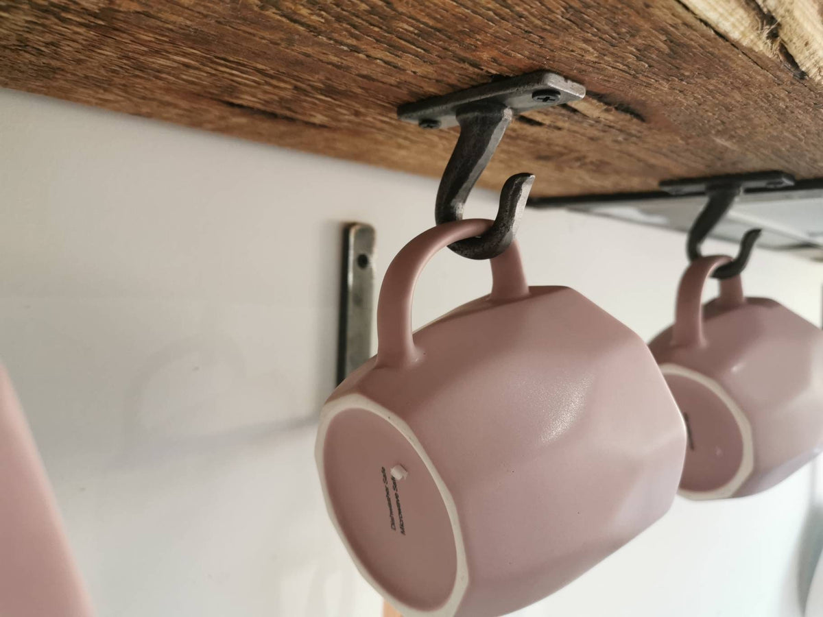 Cup Hooks & Pan Hooks | Industrial Hanging Hooks | Raw Steel Wall Hooks | Handmade UK Storage Hardware