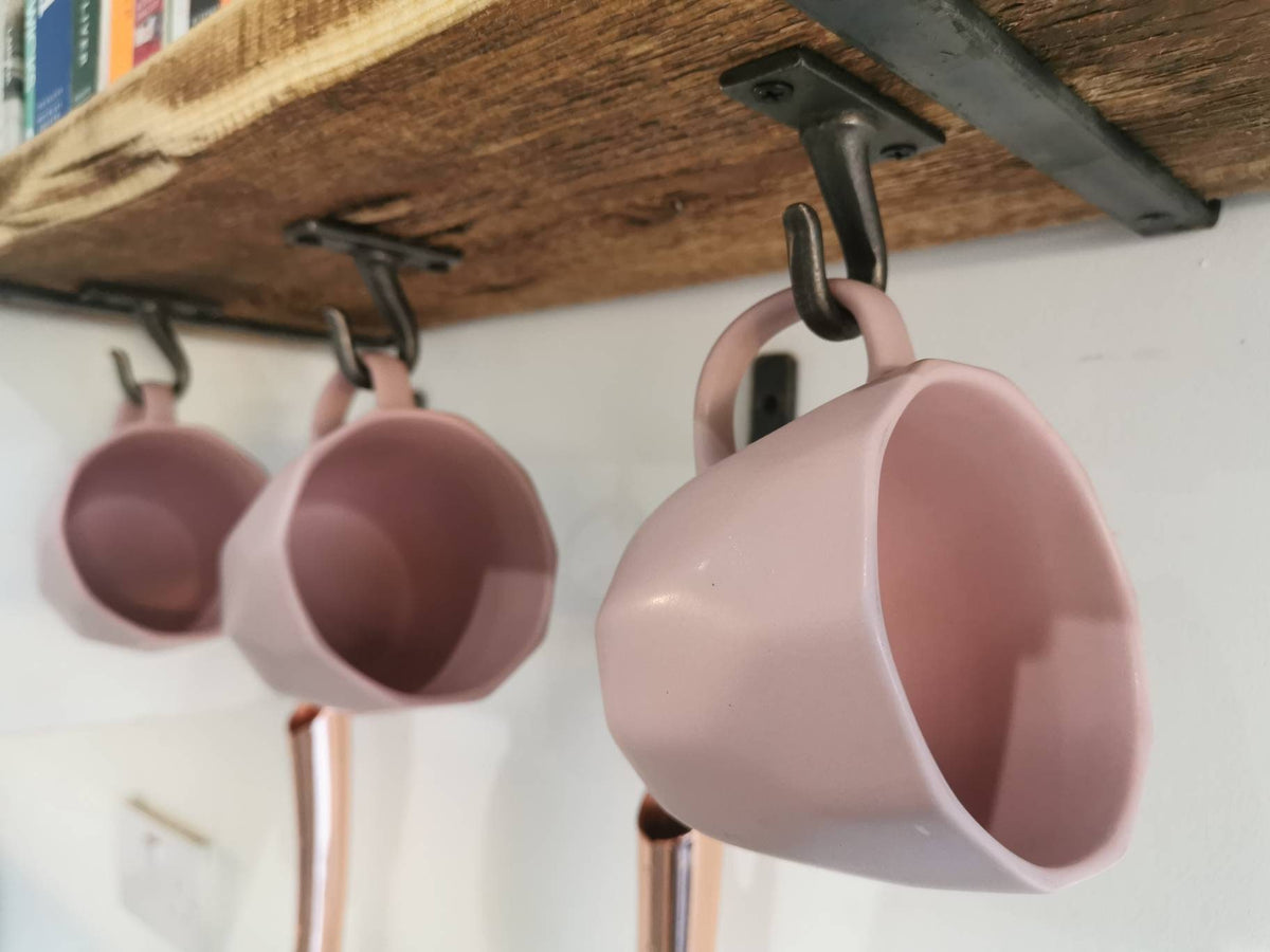 Cup Hooks & Pan Hooks | Industrial Hanging Hooks | Raw Steel Wall Hooks | Handmade UK Storage Hardware