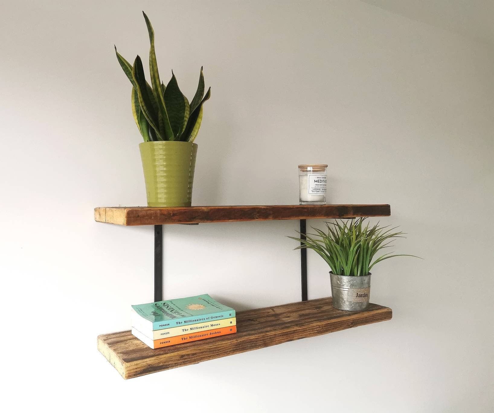 Double Shelf Bracket | Heavy Duty Industrial Shelving Support | Handmade Steel Wall Bracket | UK Made Storage Hardware