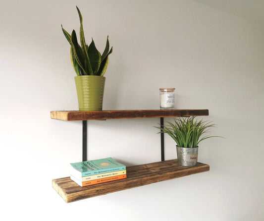 Double Shelf Bracket | Heavy Duty Industrial Shelving Support | Handmade Steel Wall Bracket | UK Made Storage Hardware
