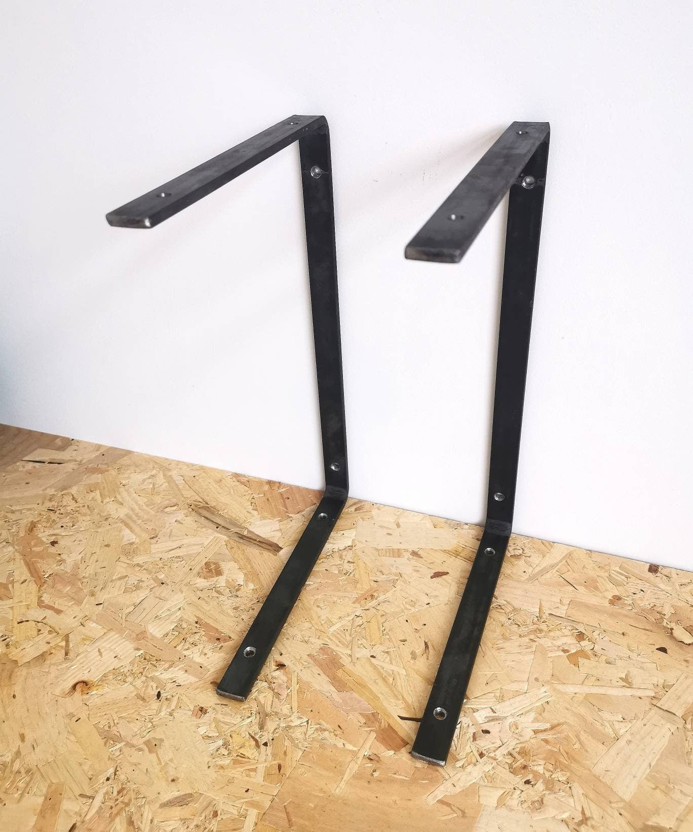 Double Shelf Bracket | Heavy Duty Industrial Shelving Support | Handmade Steel Wall Bracket | UK Made Storage Hardware