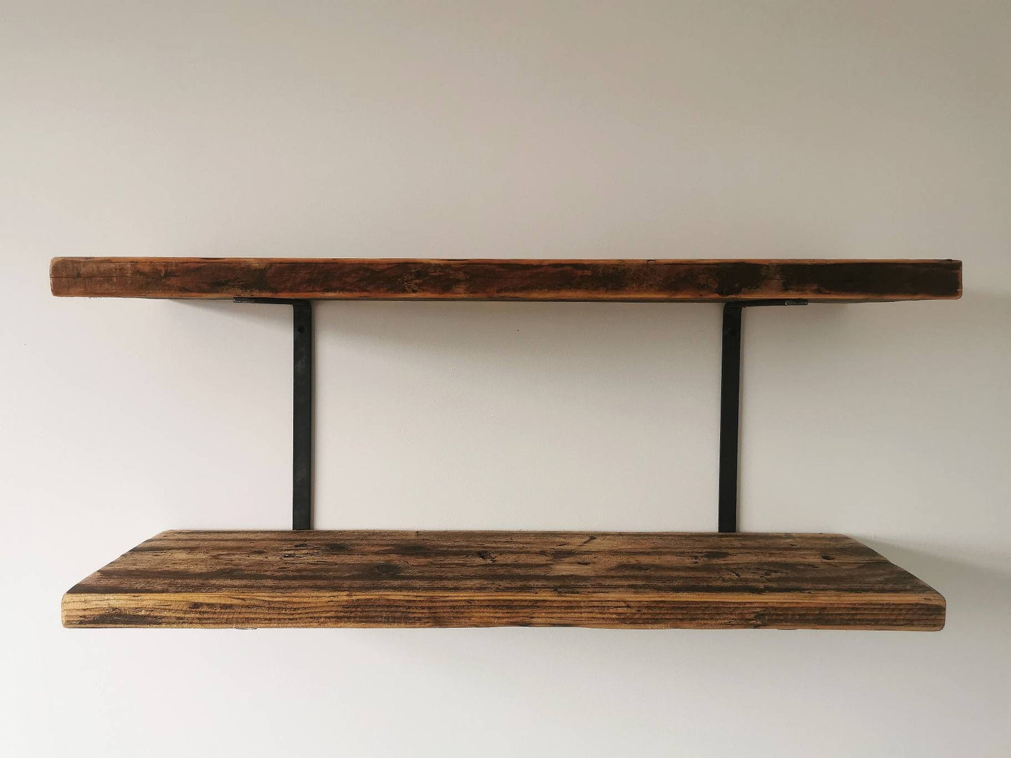 Double Shelf Bracket | Heavy Duty Industrial Shelving Support | Handmade Steel Wall Bracket | UK Made Storage Hardware