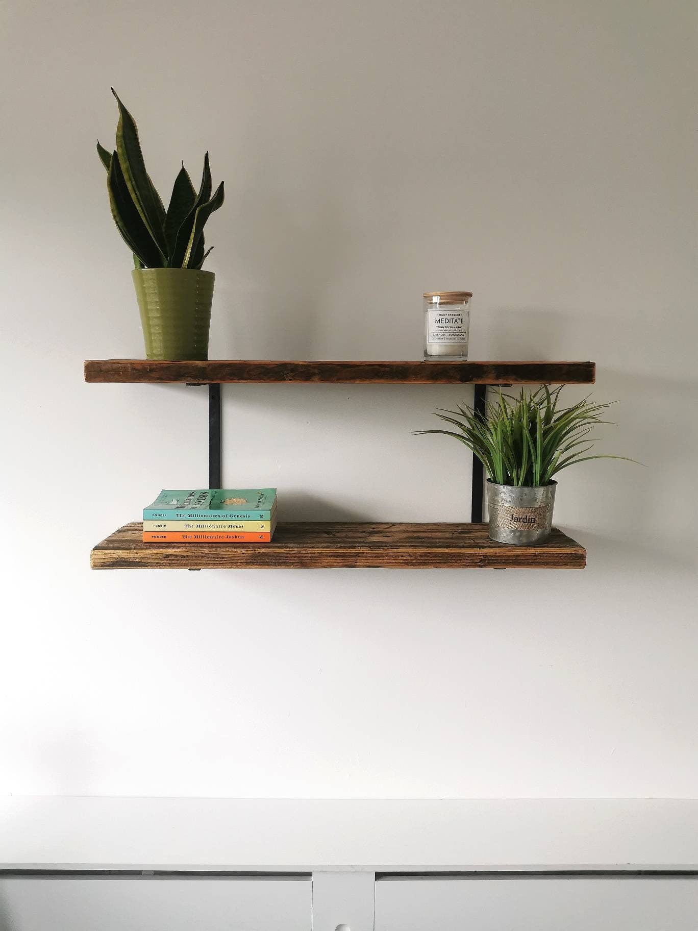 Double Shelf Bracket | Heavy Duty Industrial Shelving Support | Handmade Steel Wall Bracket | UK Made Storage Hardware