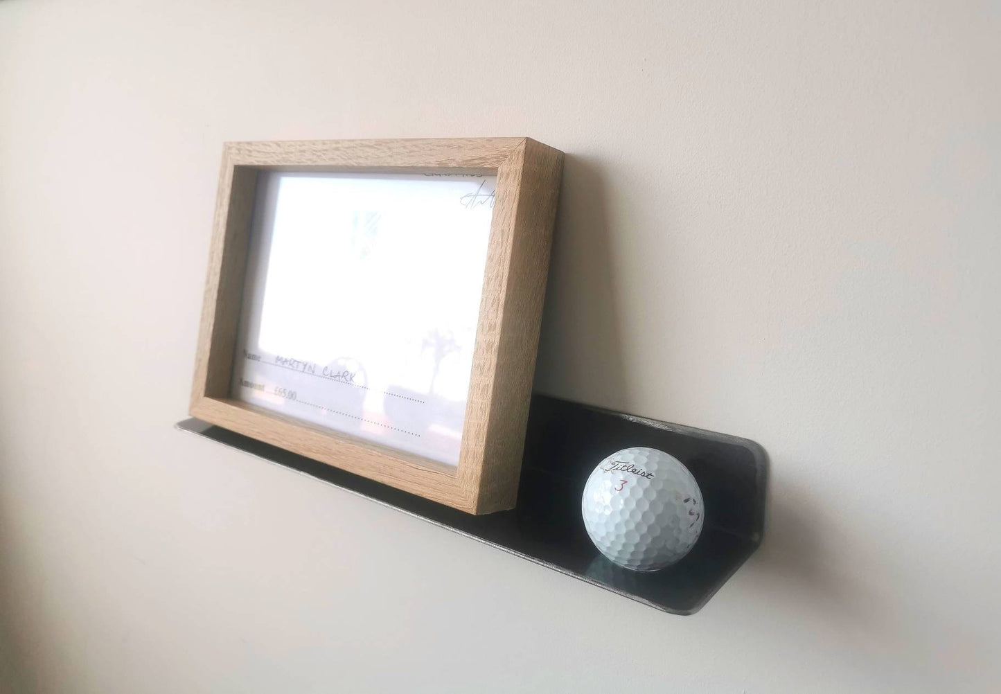 Golf Ball Display Shelf | Hole-in-One Golf Ball Holder | Industrial Metal Sports Decor | Handmade UK Golfer Gift