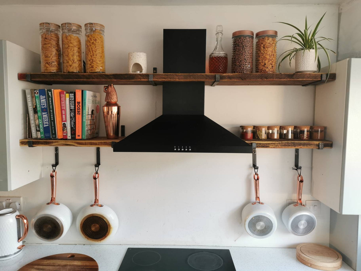 Handmade Rustic Wood Shelf – with Industrial Brackets