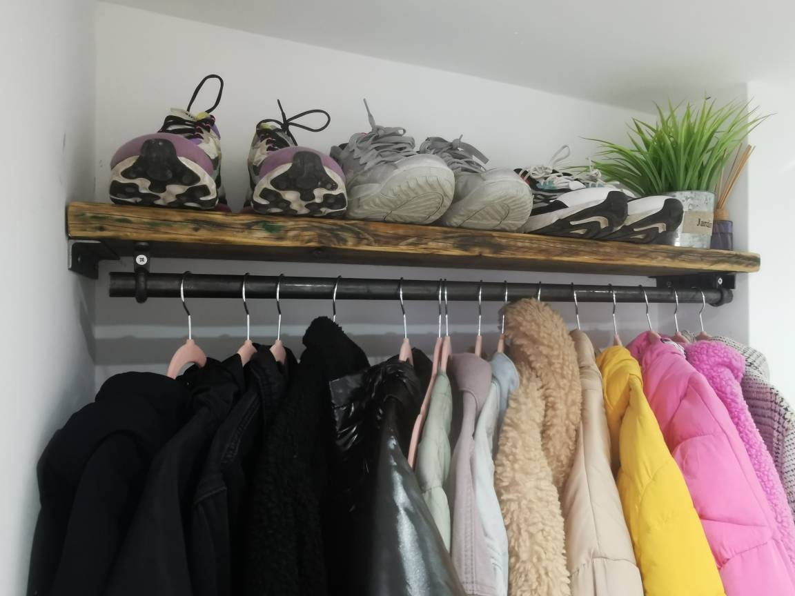 Heavy Duty Industrial Clothes Rail | Handmade Wardrobe Hanging Rail | Minimalist Steel Rail for Clothing Storage | UK Made