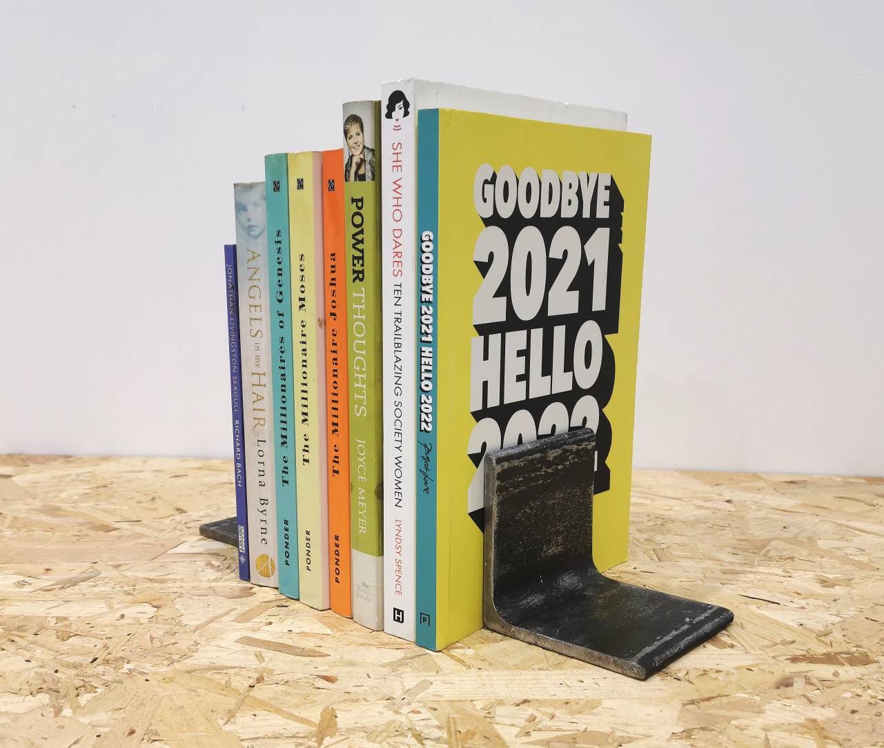 Industrial Bookends – Metal Bookends Angle Iron – Raw Steel Book Holders – Handmade UK – Free UK Delivery