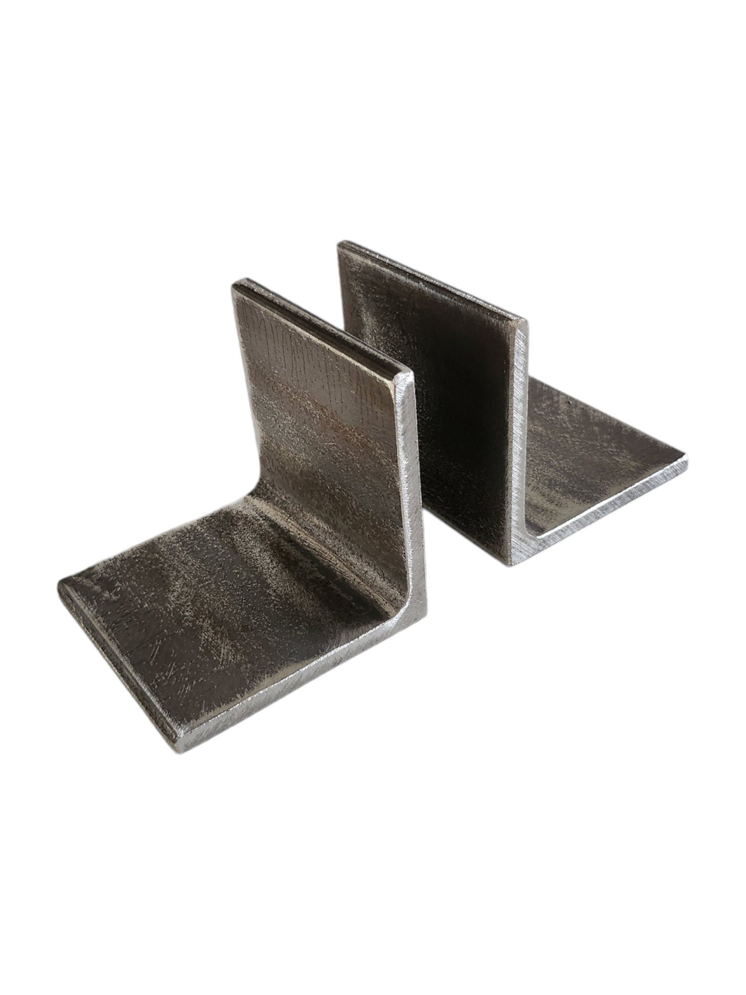 Industrial Bookends – Metal Bookends Angle Iron – Raw Steel Book Holders – Handmade UK – Free UK Delivery
