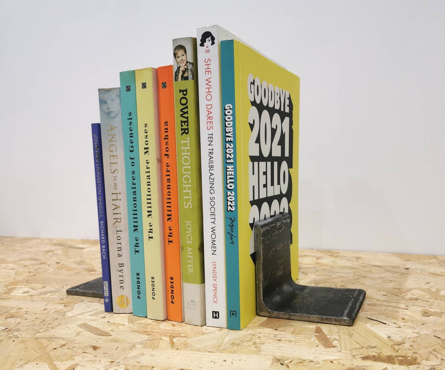 Industrial Bookends – Metal Bookends Angle Iron – Raw Steel Book Holders – Handmade UK – Free UK Delivery