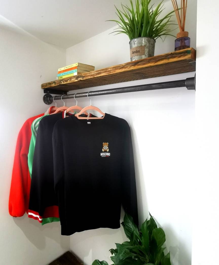 Industrial Clothes Rail – Raw Steel Hanging Rail – Wall-to-Wall Wardrobe Rail – Bespoke Sizes – UK Made – Free UK Delivery
