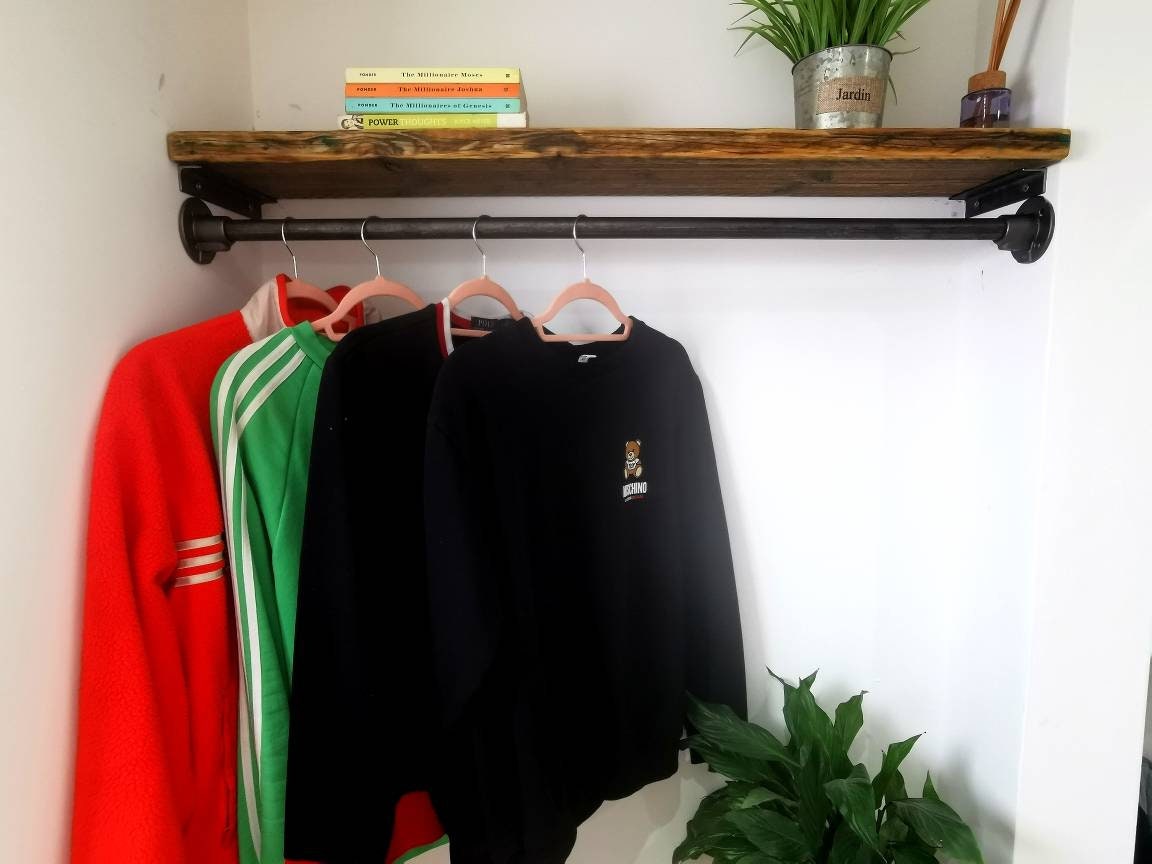 Industrial Clothes Rail – Raw Steel Hanging Rail – Wall-to-Wall Wardrobe Rail – Bespoke Sizes – UK Made – Free UK Delivery