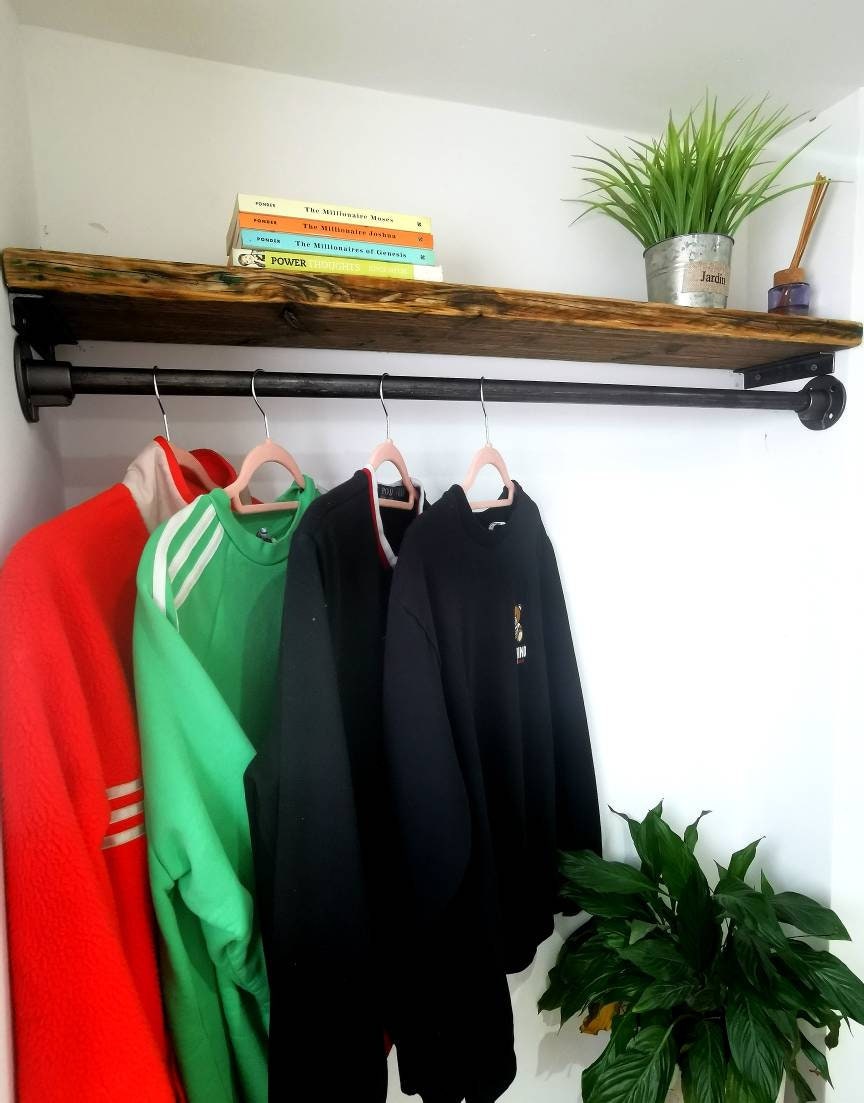 Industrial Clothes Rail – Raw Steel Hanging Rail – Wall-to-Wall Wardrobe Rail – Bespoke Sizes – UK Made – Free UK Delivery