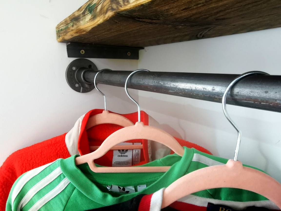 Industrial Clothes Rail – Raw Steel Hanging Rail – Wall-to-Wall Wardrobe Rail – Bespoke Sizes – UK Made – Free UK Delivery