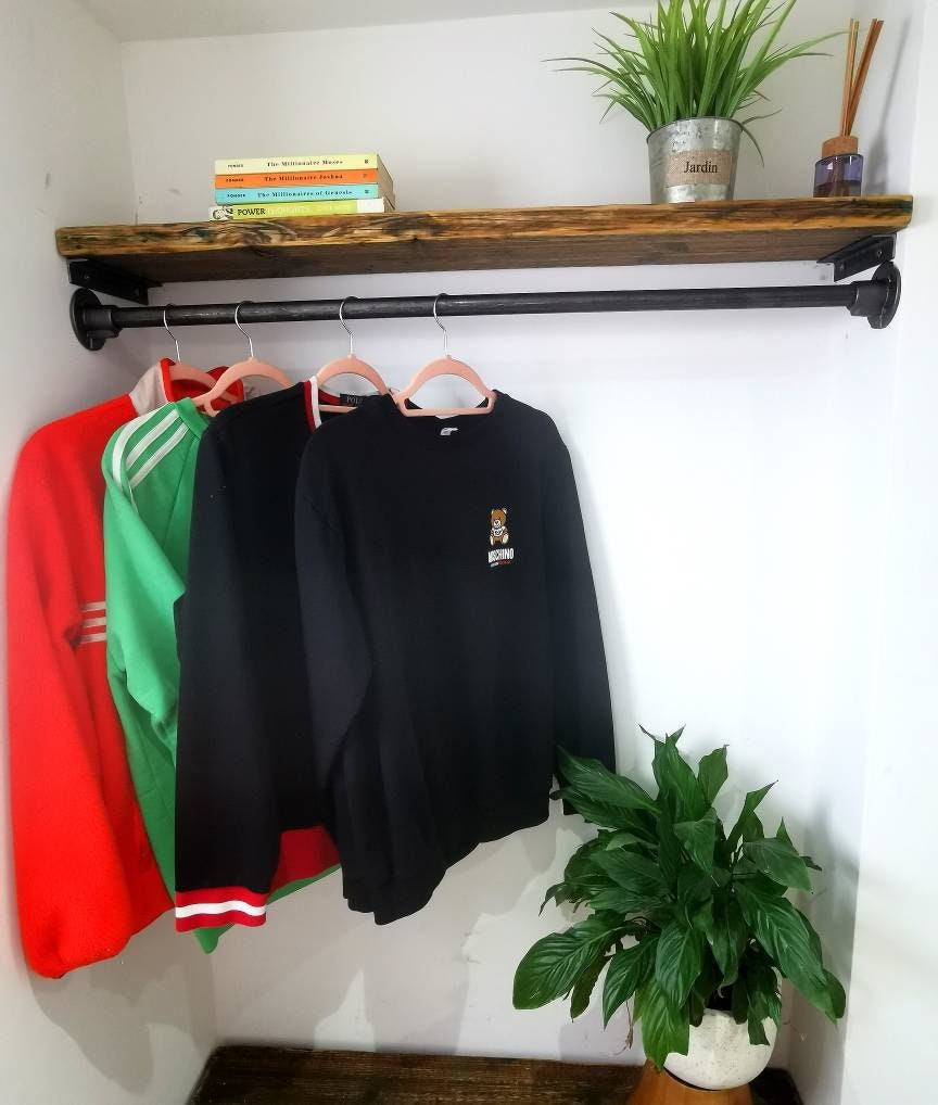 Industrial Clothes Rail – Raw Steel Hanging Rail – Wall-to-Wall Wardrobe Rail – Bespoke Sizes – UK Made – Free UK Delivery