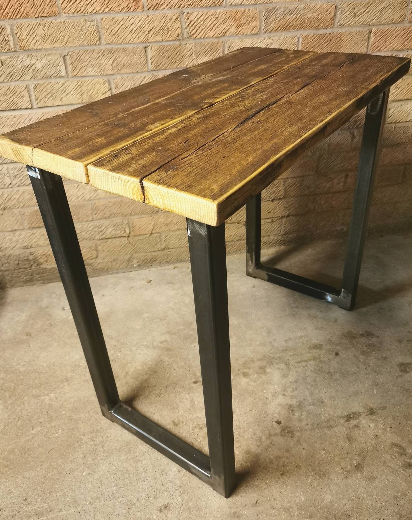 Industrial Desk | Raw Steel & Pine Office Desk | Handmade UK Home Office Desk | Rustic Metal Workspace Table