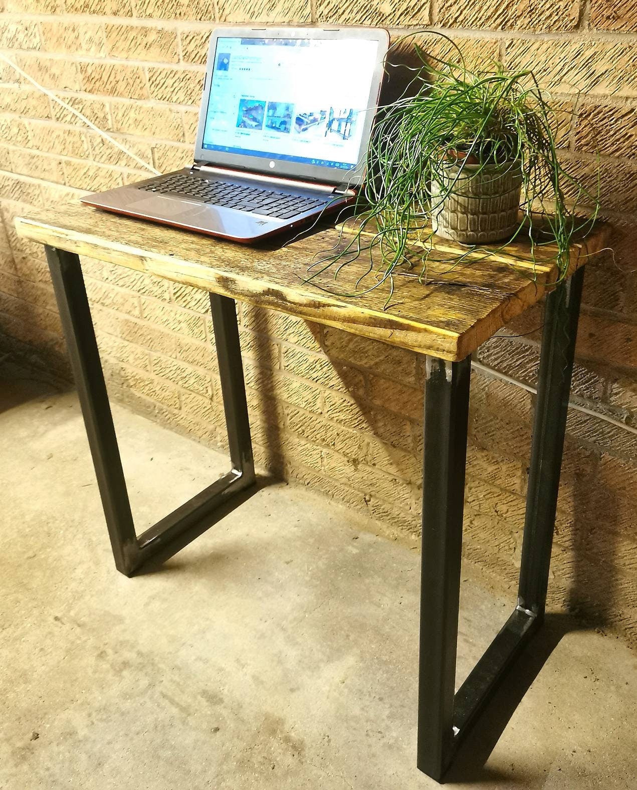 Industrial Desk | Raw Steel & Pine Office Desk | Handmade UK Home Office Desk | Rustic Metal Workspace Table