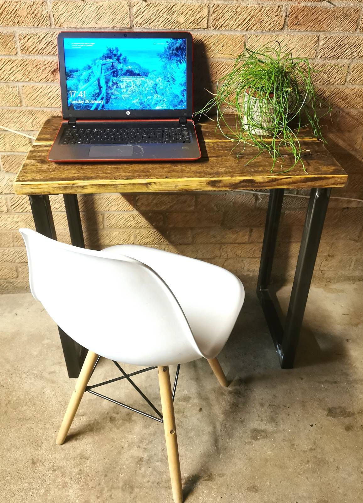 Industrial Desk | Raw Steel & Pine Office Desk | Handmade UK Home Office Desk | Rustic Metal Workspace Table