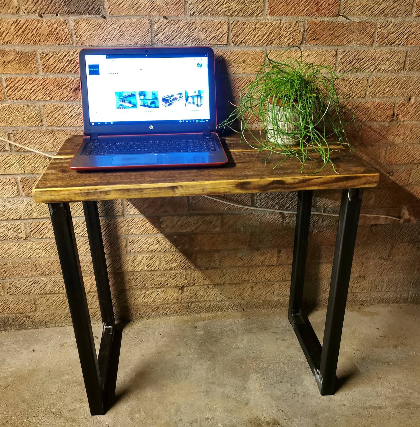 Industrial Desk | Raw Steel & Pine Office Desk | Handmade UK Home Office Desk | Rustic Metal Workspace Table