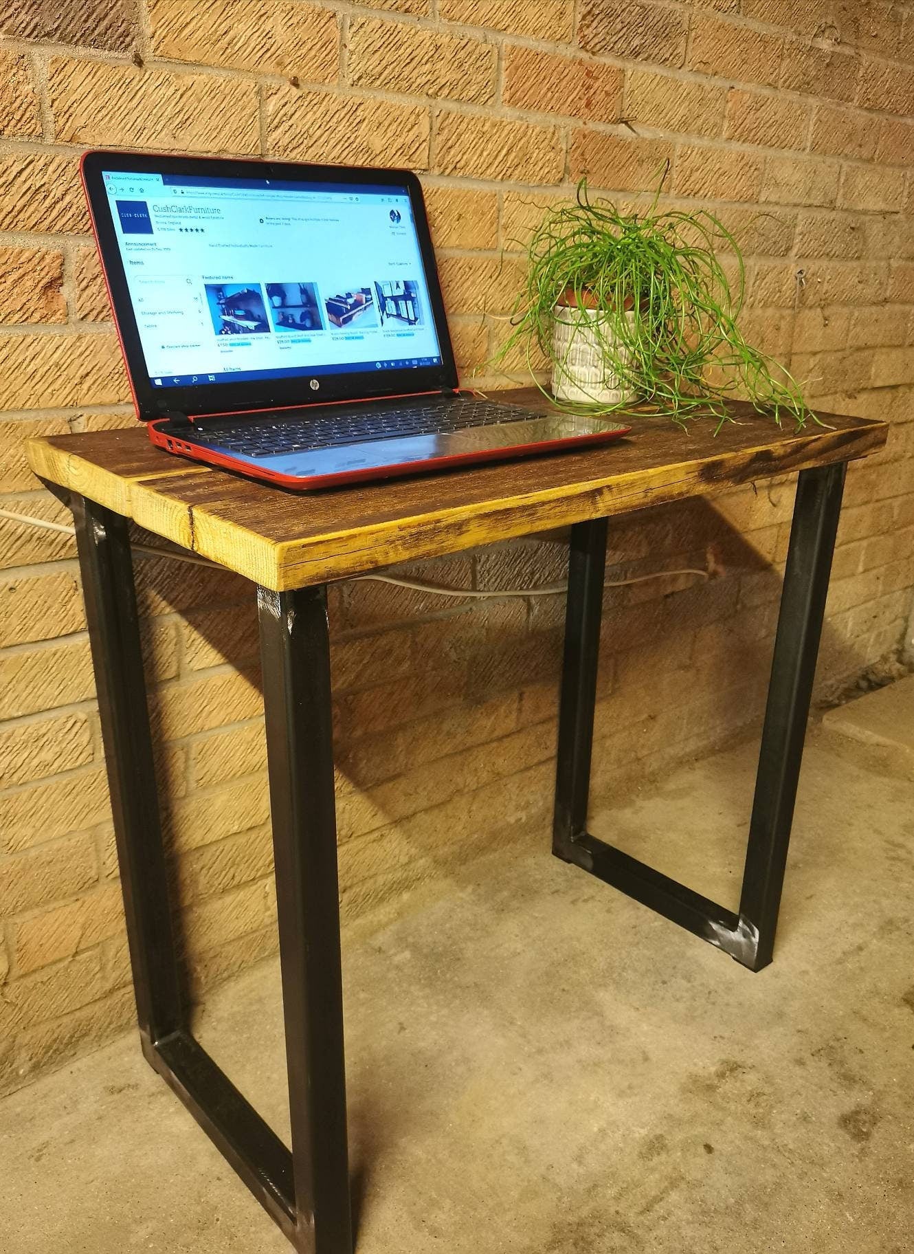 Industrial Desk | Raw Steel & Pine Office Desk | Handmade UK Home Office Desk | Rustic Metal Workspace Table