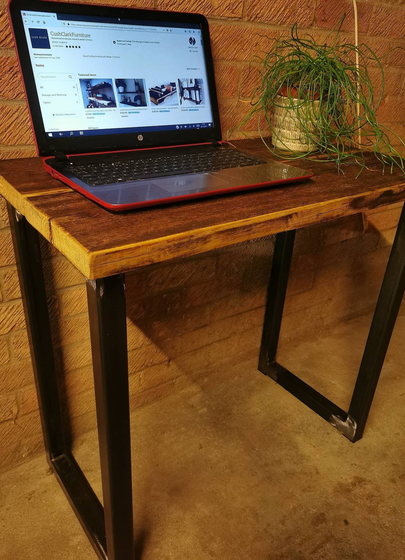 Industrial Desk | Raw Steel & Pine Office Desk | Handmade UK Home Office Desk | Rustic Metal Workspace Table