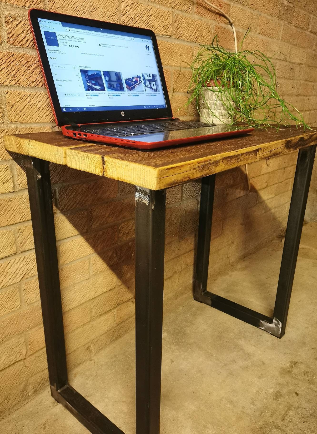 Industrial Desk | Raw Steel & Pine Office Desk | Handmade UK Home Office Desk | Rustic Metal Workspace Table