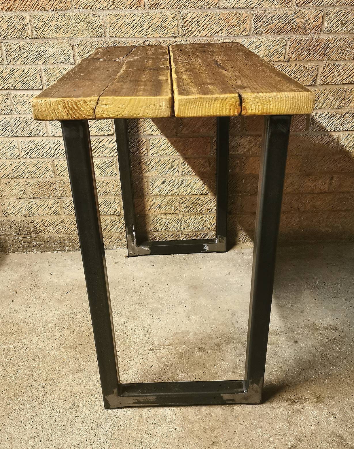 Industrial Desk | Raw Steel & Pine Office Desk | Handmade UK Home Office Desk | Rustic Metal Workspace Table