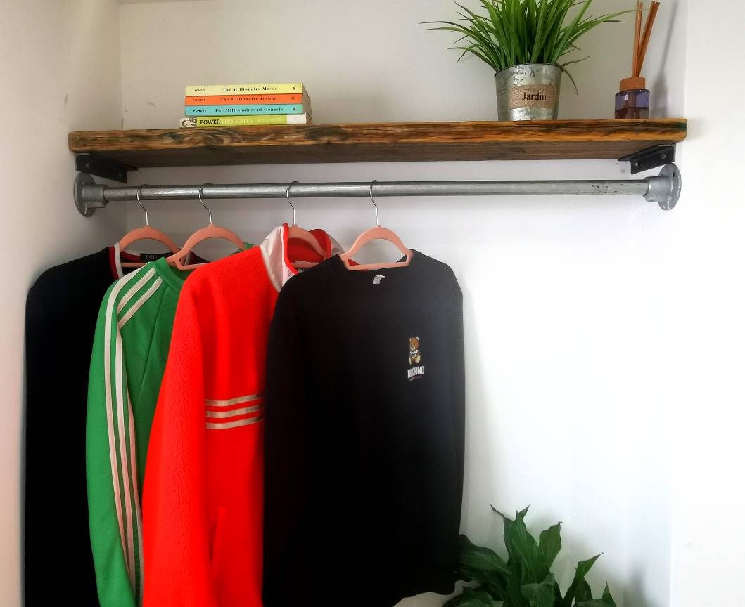 Industrial Galvanised Clothes Rail | Metal Wardrobe Rail | Handmade Steel Clothing Rack | UK Made Storage