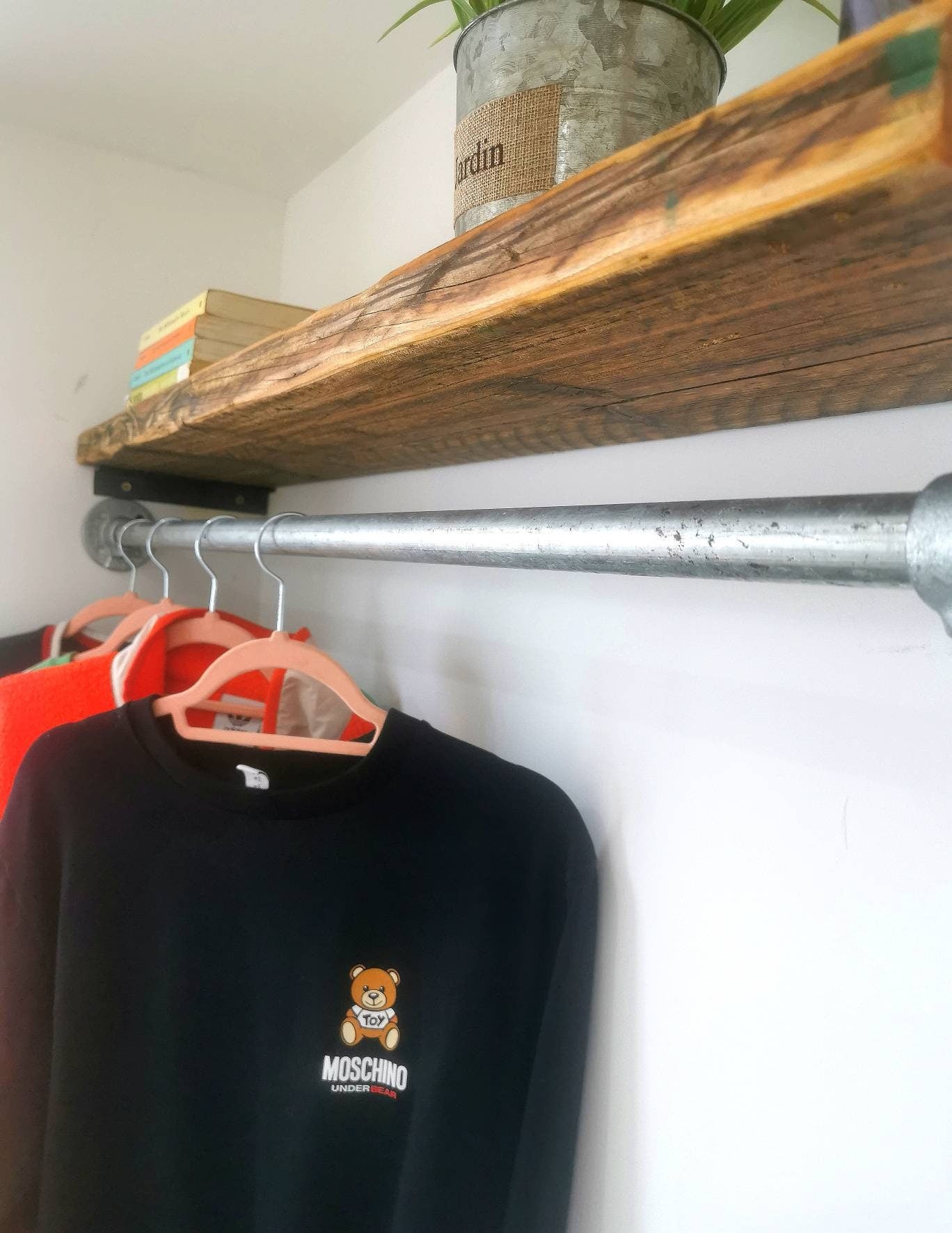 Industrial Galvanised Clothes Rail | Metal Wardrobe Rail | Handmade Steel Clothing Rack | UK Made Storage