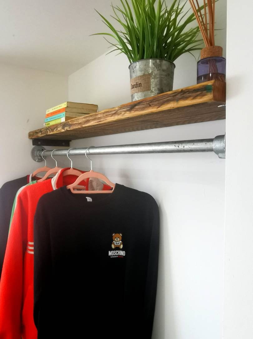 Industrial Galvanised Clothes Rail | Metal Wardrobe Rail | Handmade Steel Clothing Rack | UK Made Storage
