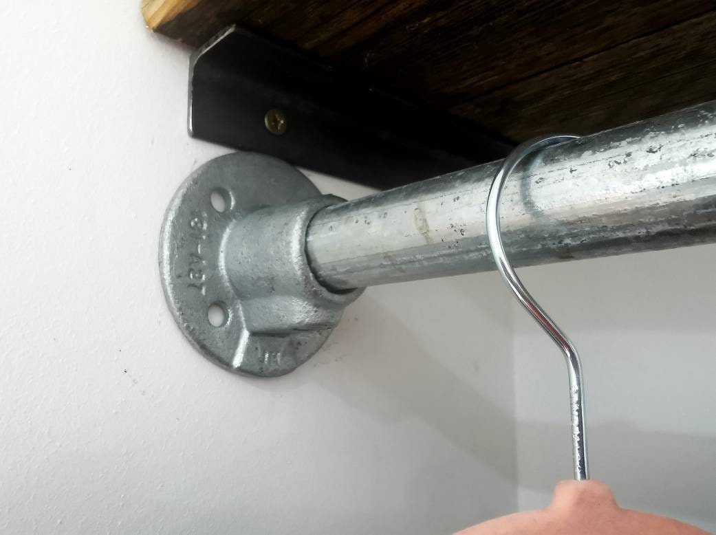Industrial Galvanised Clothes Rail | Metal Wardrobe Rail | Handmade Steel Clothing Rack | UK Made Storage