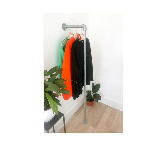 Industrial Galvanised Pipe Clothing Rack | Wall-Mounted Clothes Rail | Heavy Duty Garment Hanger | UK Made Storage & Display