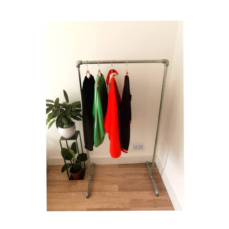 Industrial Galvanised Pipe Clothing Rack | Wall Mounted Clothes Rail | Heavy Duty Garment Hanging Rail | UK Made