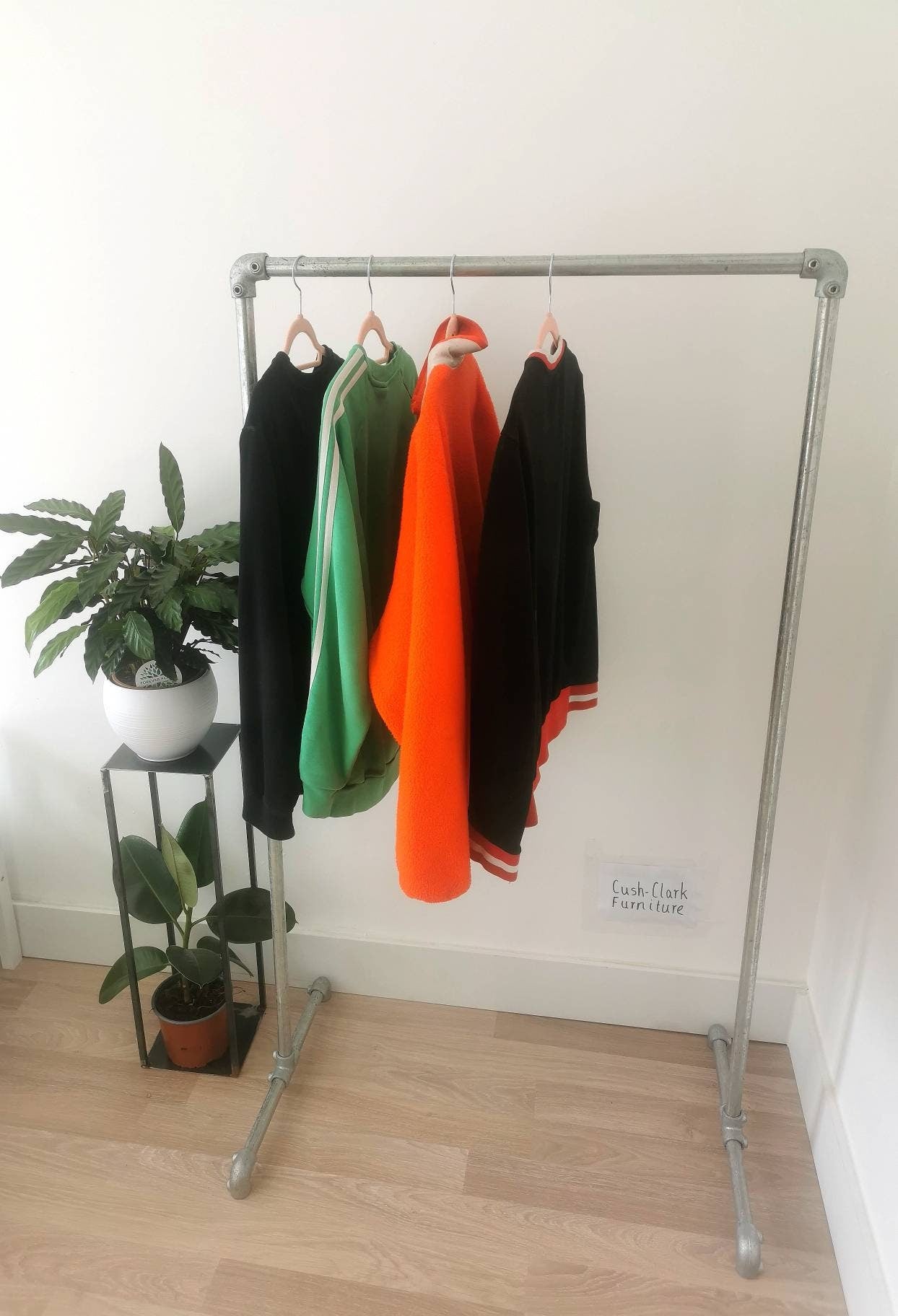 Industrial Galvanised Pipe Clothing Rack | Wall Mounted Clothes Rail | Heavy Duty Garment Hanging Rail | UK Made