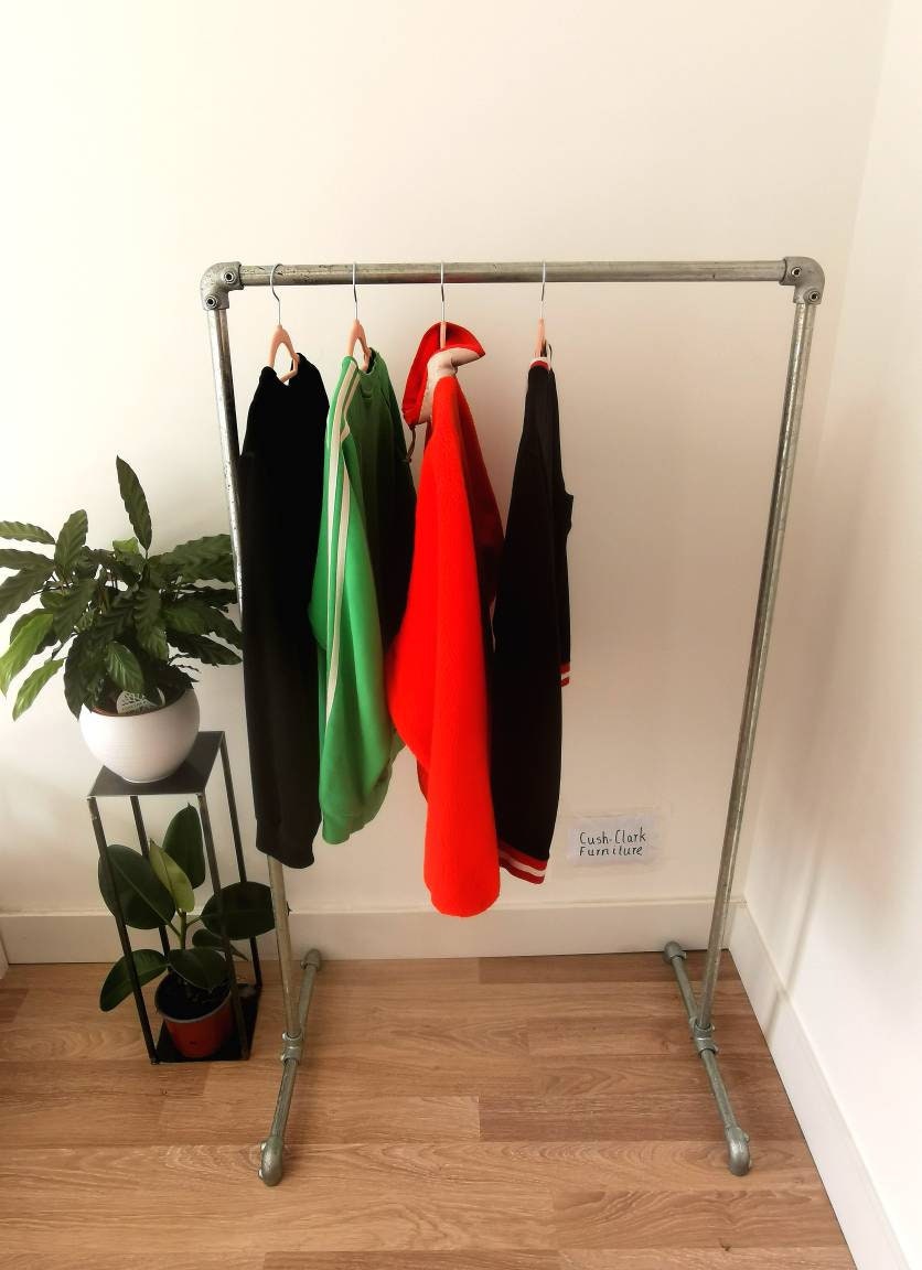 Industrial Galvanised Pipe Clothing Rack | Wall Mounted Clothes Rail | Heavy Duty Garment Hanging Rail | UK Made