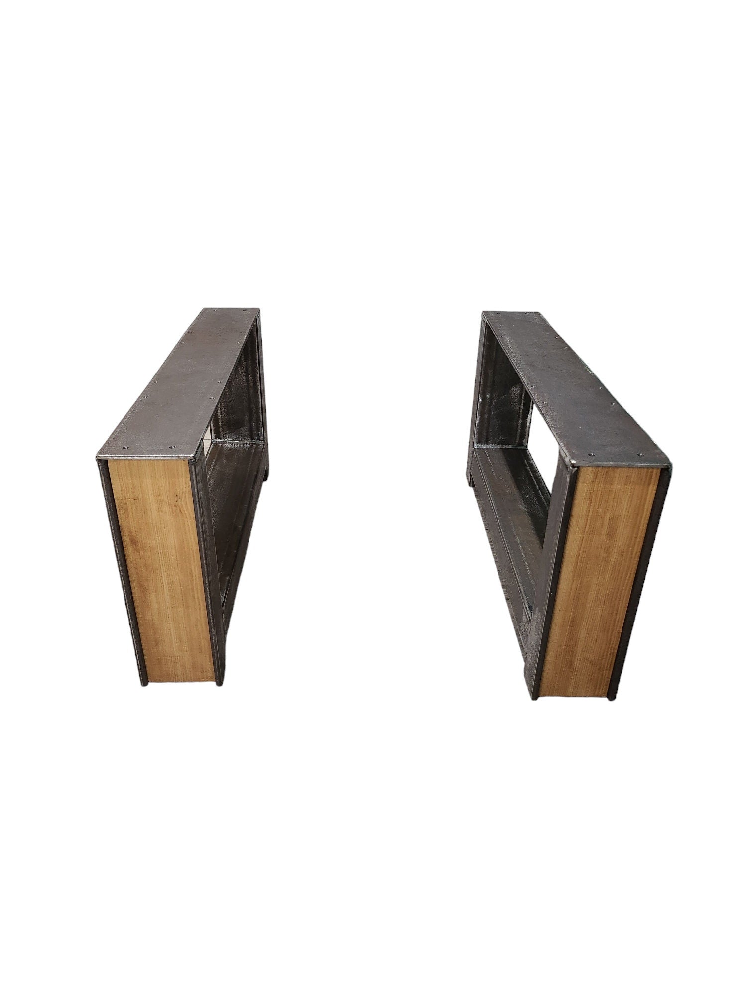 Industrial Metal & Wood Coffee Table Legs - Set of 2