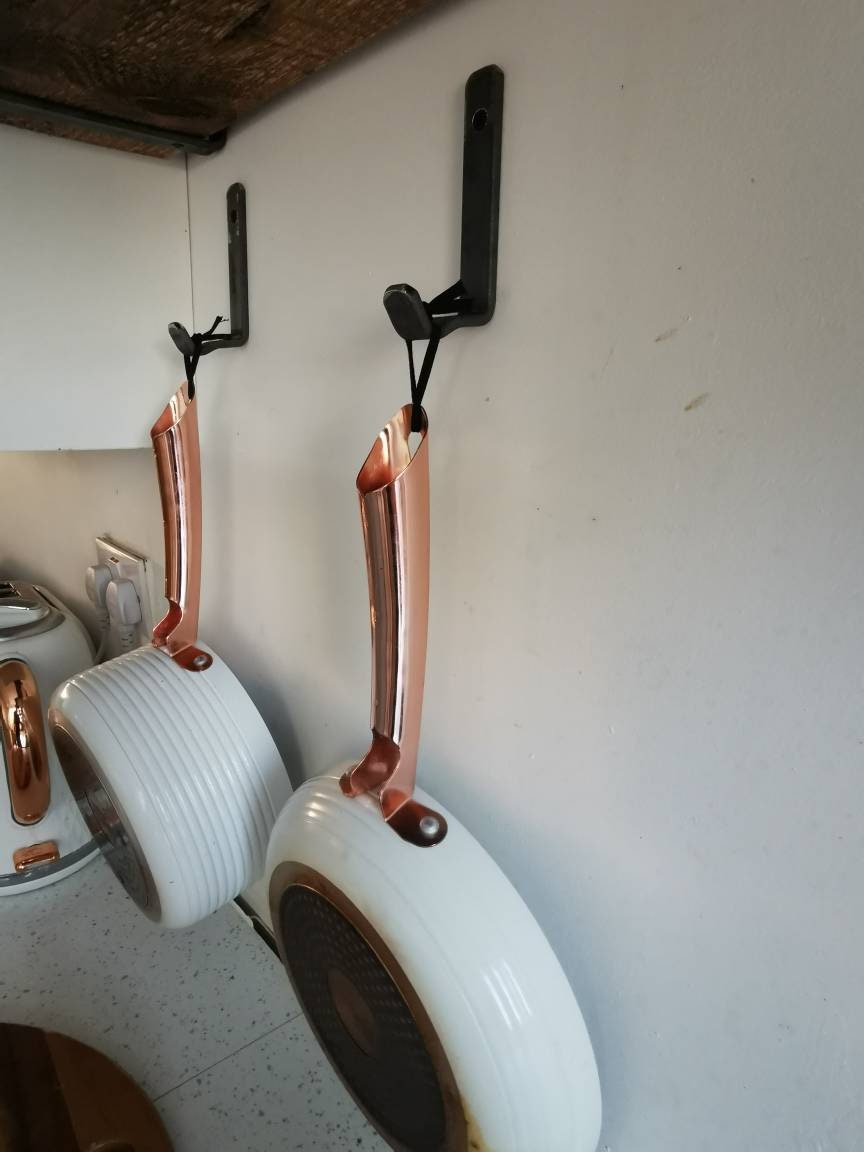 Industrial Pan Hooks | Handmade Raw Steel Wall Hooks | Coat, Towel & Kitchen Hangers | UK Made Hook Rack