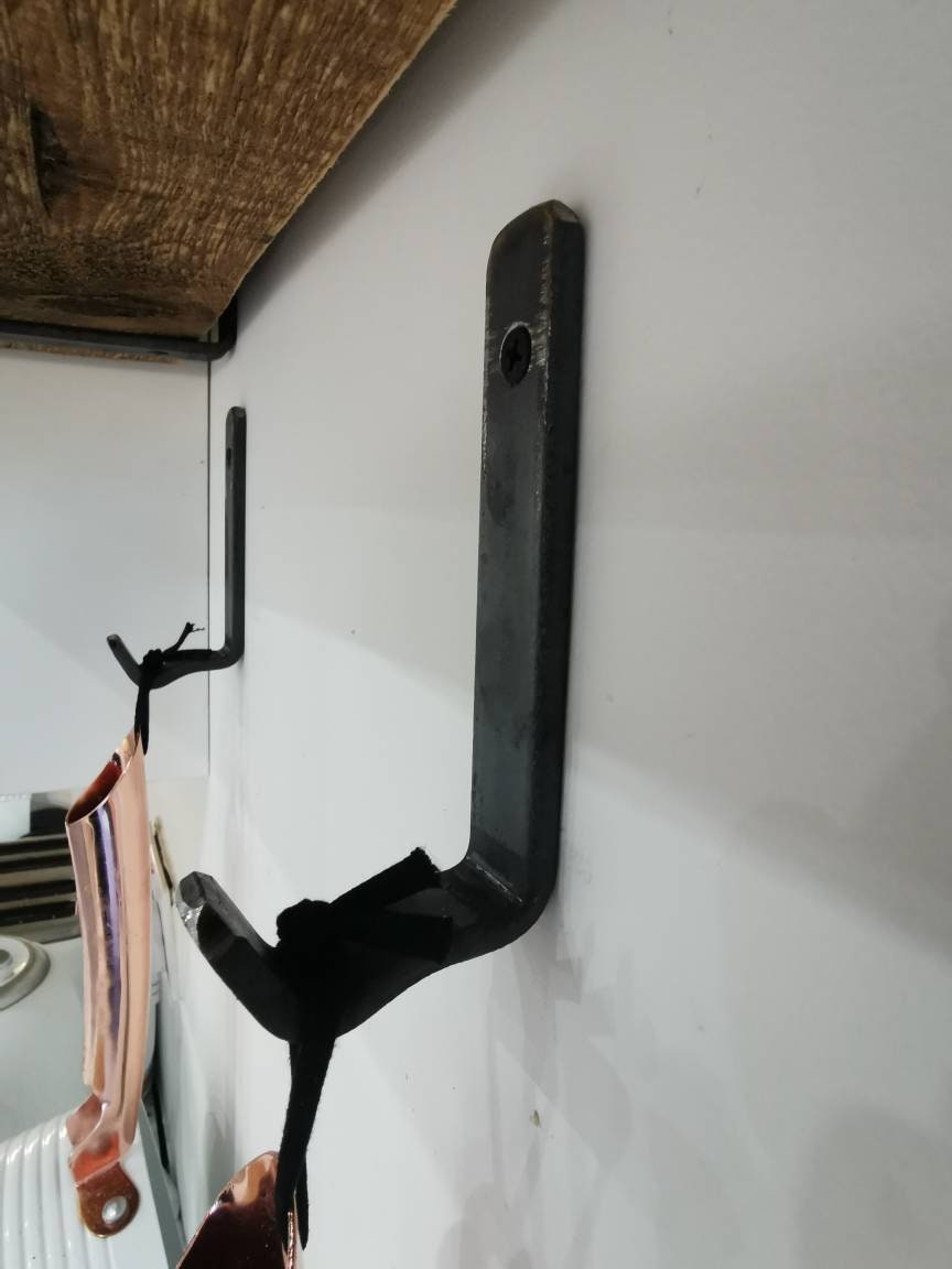 Industrial Pan Hooks | Handmade Raw Steel Wall Hooks | Coat, Towel & Kitchen Hangers | UK Made Hook Rack
