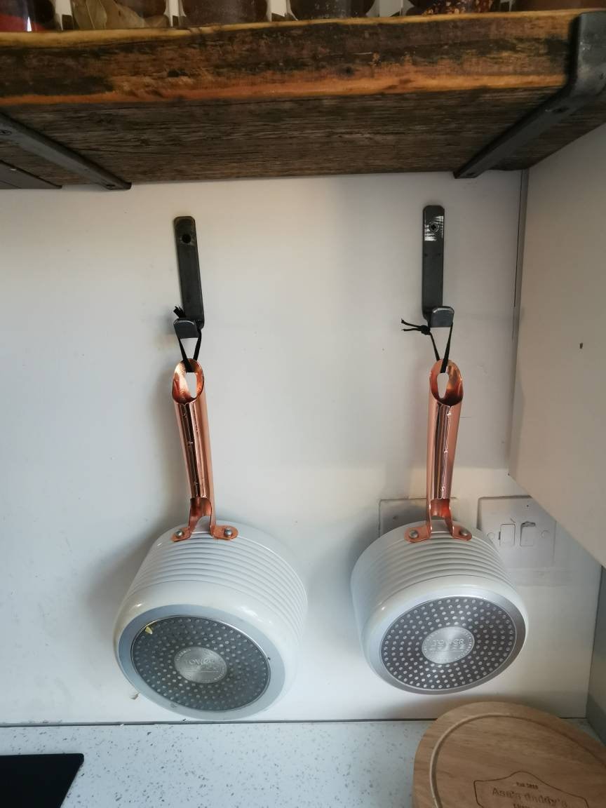 Industrial Pan Hooks | Handmade Raw Steel Wall Hooks | Coat, Towel & Kitchen Hangers | UK Made Hook Rack