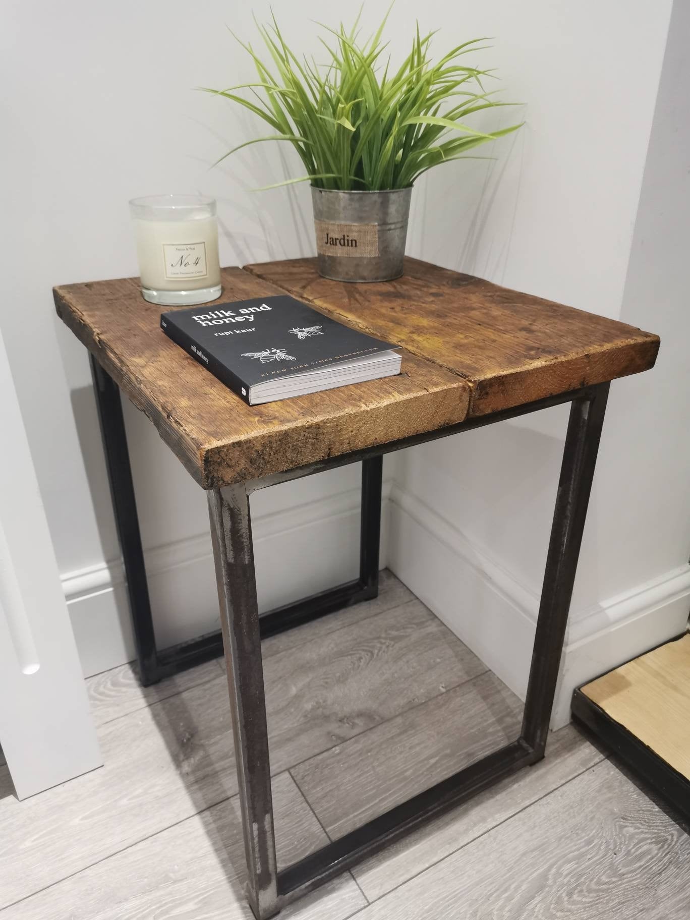Industrial Raw Steel and Wood Table | Handmade Dining / Console Table | Rustic Wood & Metal Furniture | UK Made
